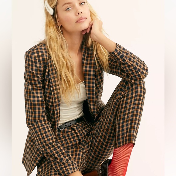 Scotch & Soda Atelier No 1 Plaid Single Button Blazer Navy Yellow Medium NWT - Picture 7 of 7